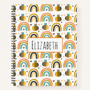 Carnet Cute Bumble Bee et Rainbows Motif