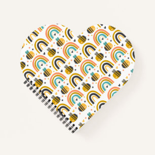 Carnet Cute Bumble Bee et Rainbows Motif