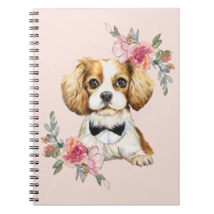Carnet Cute Cavalier King Charles Puppy Watercolor