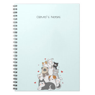 Carnet Cute Chat Kitten dégradé coloré Personnalisé