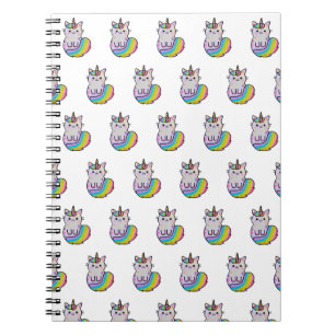 Carnet Cute chat licorne arc-en-ciel