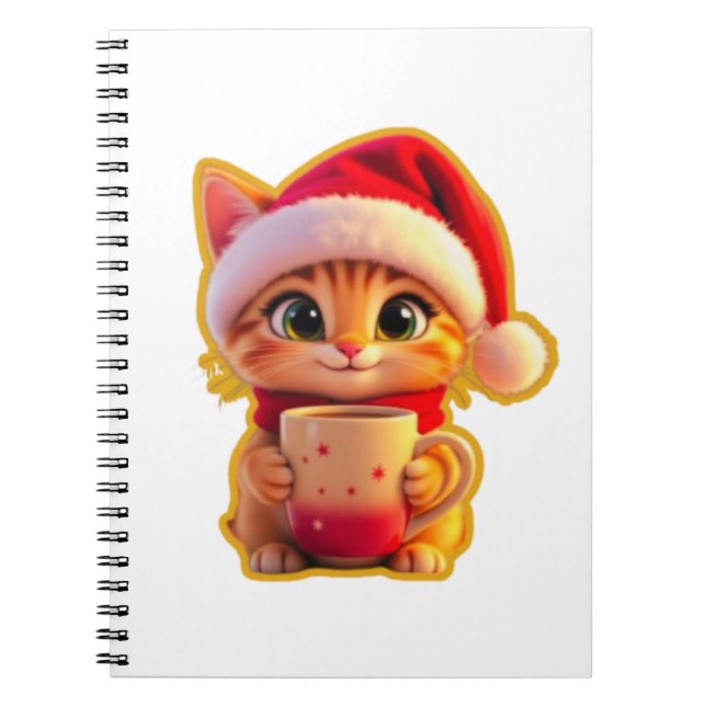 Carnet **Cute Christmas Cat with Santa Hat – Funny Holida (Devant)