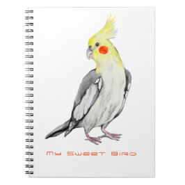Carnet Cute Cockatiel Aquarelle Parrot.