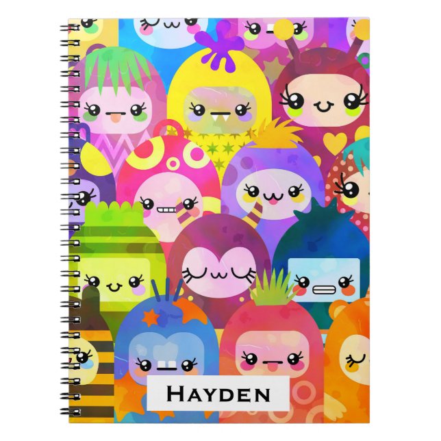 Carnet Cute Colorful Cartoon People Personalised (Devant)