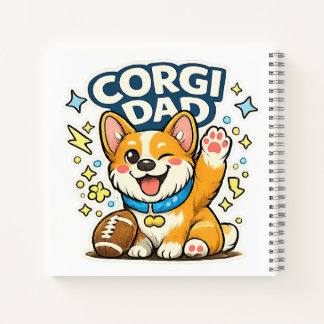 Carnet Cute Corgi Dad Football Kawaii Winking Corgi Art