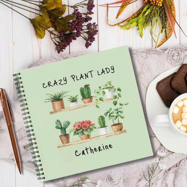 Carnet Cute Crazy Plante Lady Aquarelle Plantes Personnal (Créateur téléchargé)