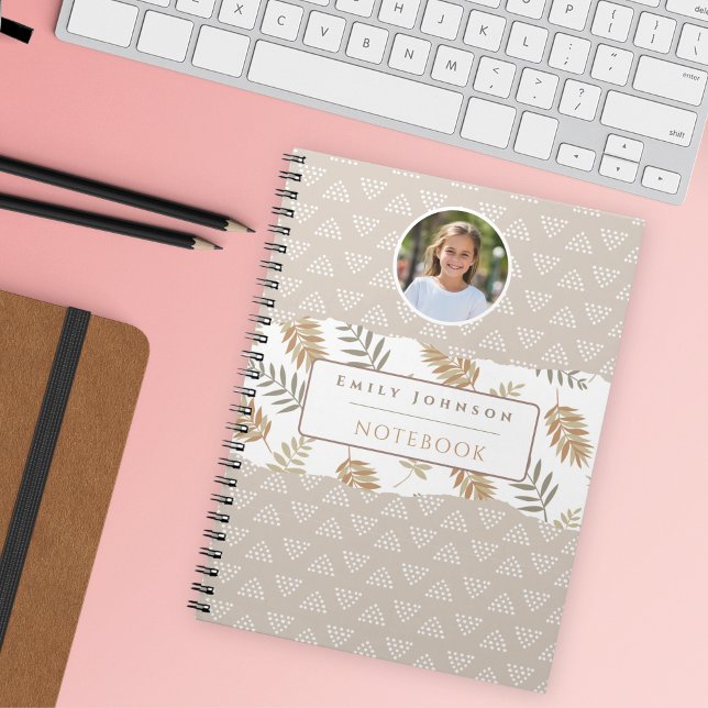 Carnet Cute Custom Kid Name & Photo Modèles Abstraits (Créateur téléchargé)