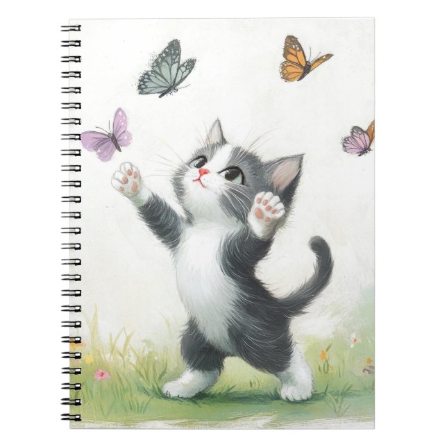 CARNET CUTE CUTE CUISINE GRIE & BLANCHE AVEC BUTTERFLIN (Devant)