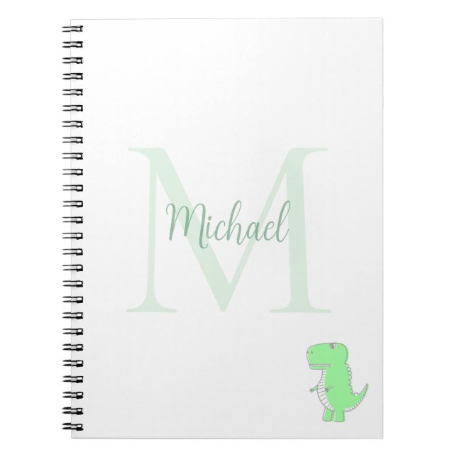Carnet Cute Dinosaur Custom Name Initial  (Devant)