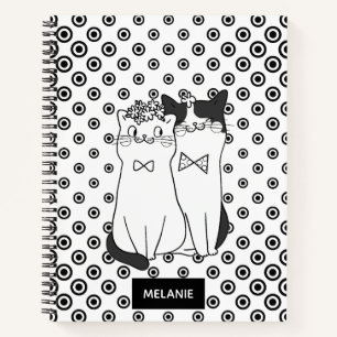 Carnet Cute Dotty Chats en amour Personnalisé