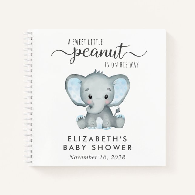 Carnet Cute Elephant Baby Boy Douche Guest Book (Devant)