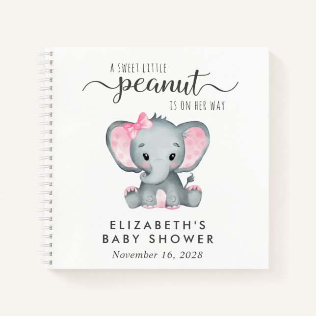 Carnet Cute Elephant Baby Girl Douche Guest Book (Devant)