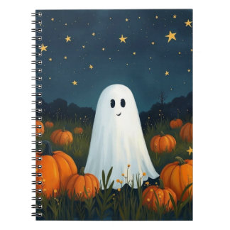 Carnet Cute Fantôme blanc avec Citrouilles