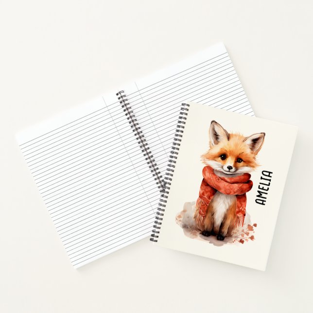Carnet Cute Fox Pup in a Red Scarf (Intérieur)