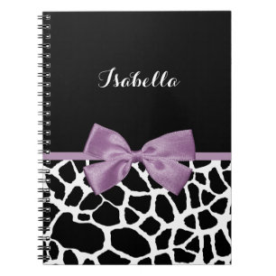 Carnet Cute Giraffe Imprimer Lavande Purple Bow Nom