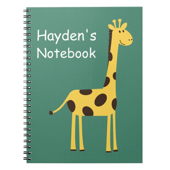 Carnet Cute Giraffe Personalised Green (Devant)