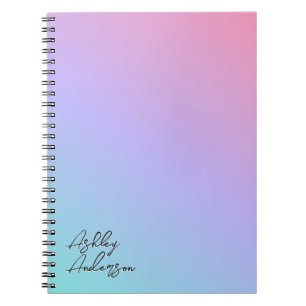 Carnet Cute Girl Pastel Blue Purple Pink Nom du monogramm