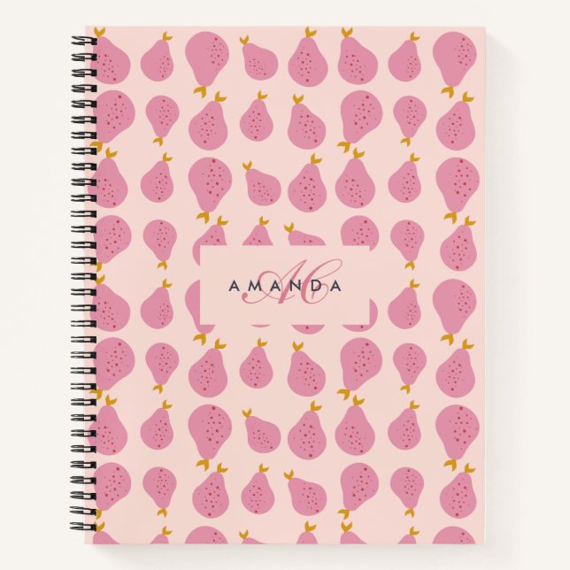Carnet Cute Girly Feminine Pear Monogramme Cadeaux Initia (Devant)