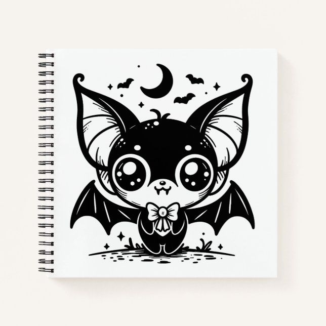 Carnet Cute Goth Vampire Chat Éffrayant Kawaii (Devant)