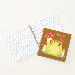 Carnet Cute Grenouille Verte Assis Dans La Nature