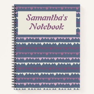 Carnet Cute Grey Personnalisé Artiste Striped Zig Zag