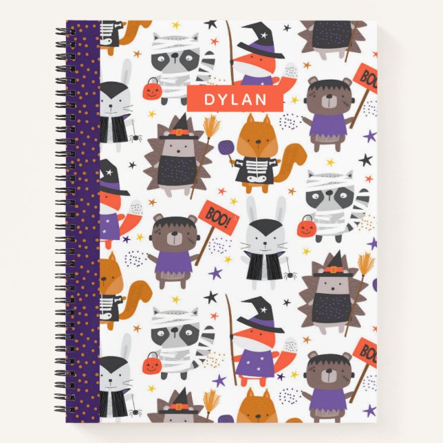 Carnet Cute Halloween Animaux Sketchbook personnalisé (Devant)