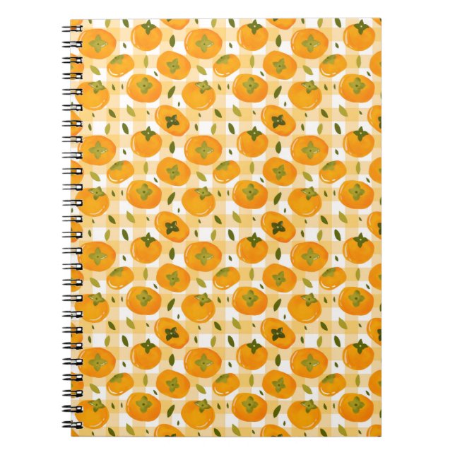 Carnet Cute Hand-Drawn Persimmons Seamless Pattern (Devant)