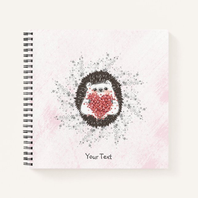 Carnet Cute Hérisson Texte personnalisé rose (Devant)