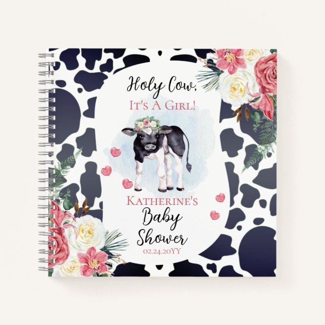 Carnet Cute Holy Cow, It's A Girl Baby Shower Guest Book (Devant)