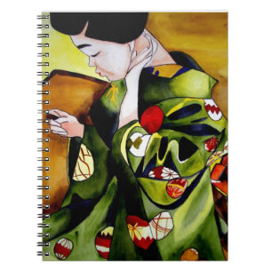 Carnet Cute japonais Geisha aquarelle originale