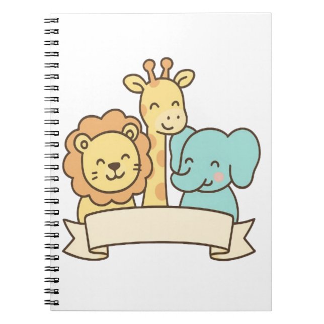 Carnet Cute Jungle Animals with Banner – Safari Nursery (Devant)