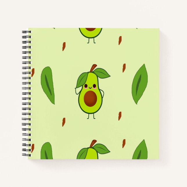 Carnet Cute kawaii avocado (Devant)