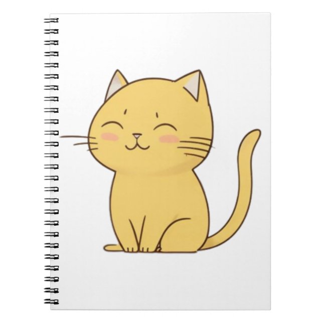 Carnet Cute Kawaii dessin de chat jaune (Devant)