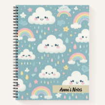 Cute Kawaii Nuages et Rainbows bleu Personnalisé