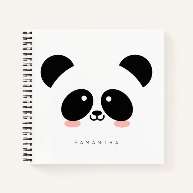 Carnet Cute Kawaii Panda | Ajouter Votre Nom (Devant)