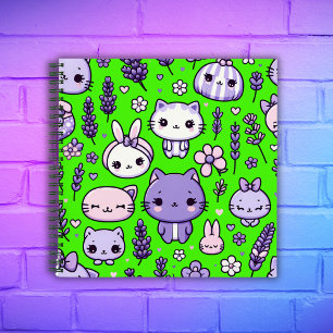 Carnet Cute Kawaii thème Purple Lavender Spirale