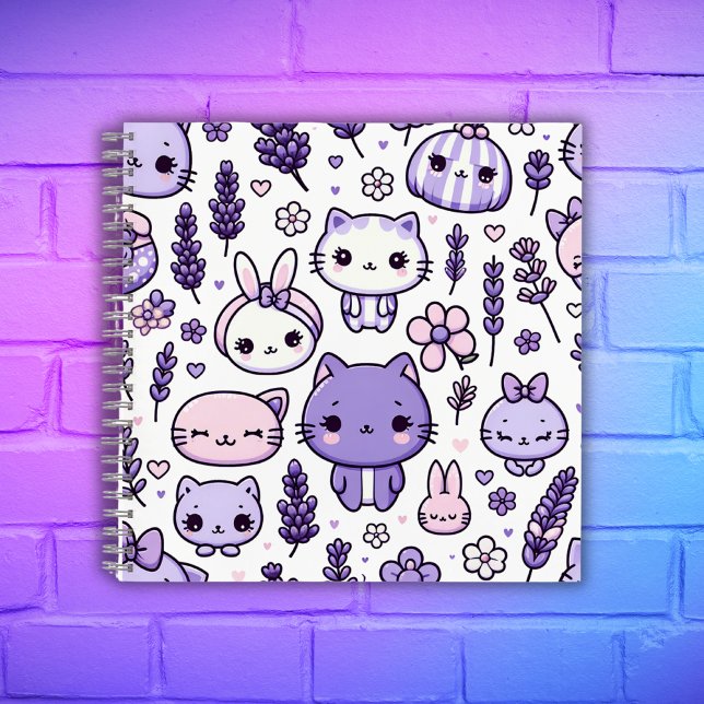 Carnet Cute Kawaii thème Purple Lavender | Spirale (Créateur téléchargé)