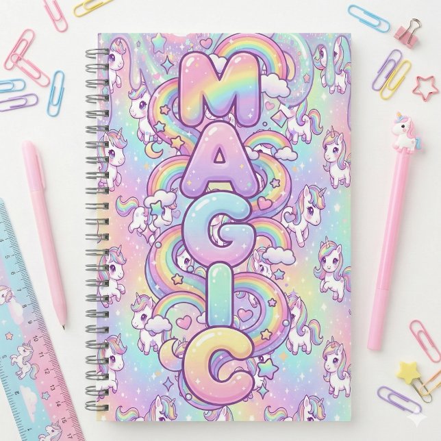 Carnet Cute Kawaii Unicorn Pastel Rainbow Magical (Créateur téléchargé)