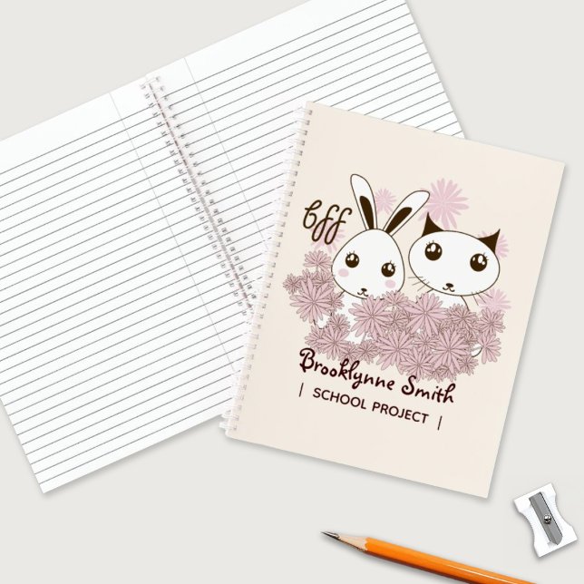Carnet Cute Kitten et Bunny amis animaux filles enfants (Créateur téléchargé)