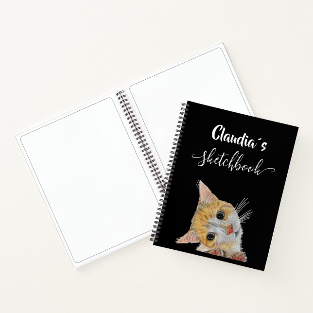 Carnet Cute kitten Sketchbook and name (Intérieur)