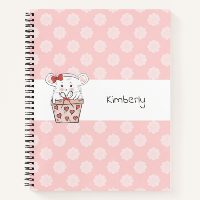 Carnet Cute Little Girl Hamster Rose  (Devant)
