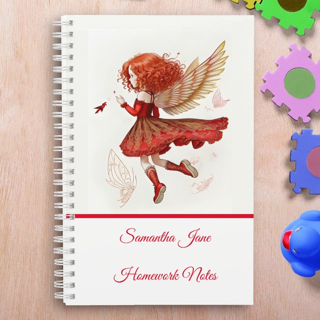 Carnet Cute Little Red Flying Fairy Girly Imaginaire (Créateur téléchargé)