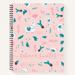 Carnet Cute llama alpaca rose turquoise illustration moti
