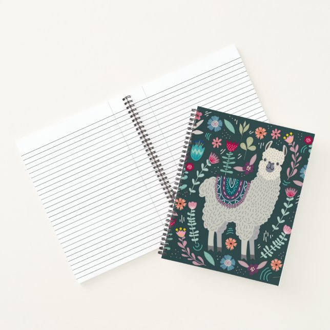 Carnet Cute Llama Design Floral (Intérieur)