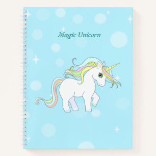 Carnet Cute Magic Unicorn sur Bleu clair