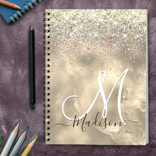 Carnet Cute marble art gold faux glitter monogram
