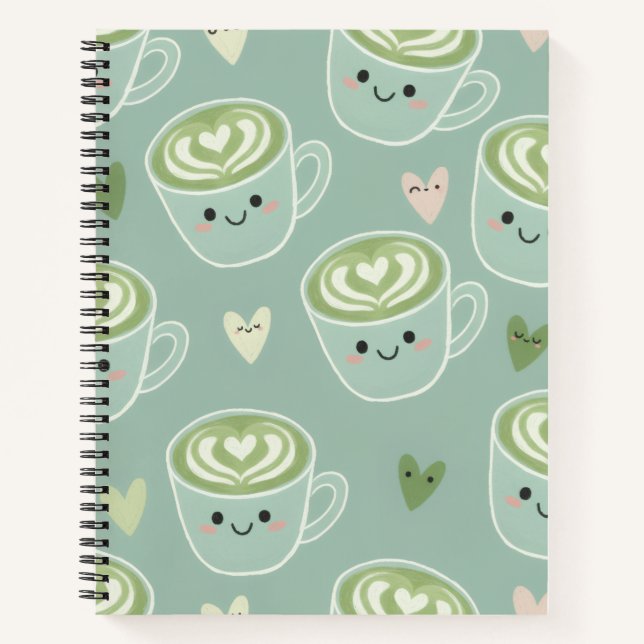 Carnet Cute Matcha Latte Pastel Green Spiral Notebook (Devant)