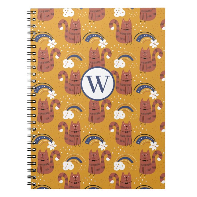 Carnet Cute monogramme chat (Devant)