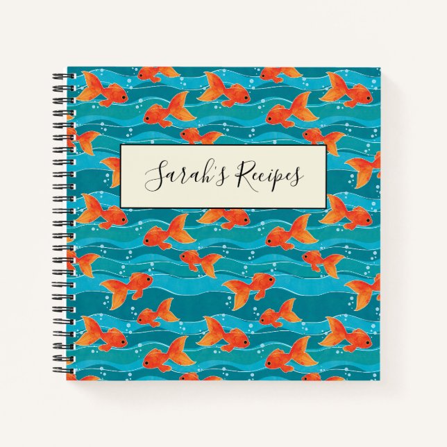 Carnet Cute Motif de natation Goldfish & Water (Devant)