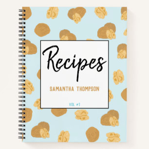 Carnet Cute Motif de noix de noix sur recette personnalis
